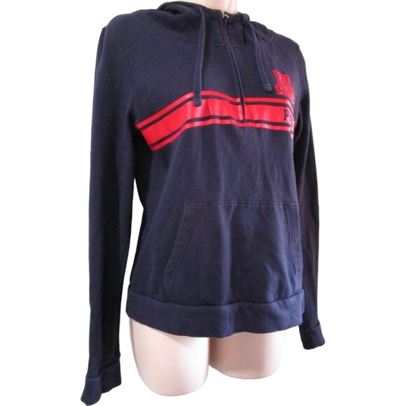 U of A Rhinestone Victorias Secret PINK Navy Red Hoodie Sweatshirt 5th Ocean Sm - Picture 3 of 13